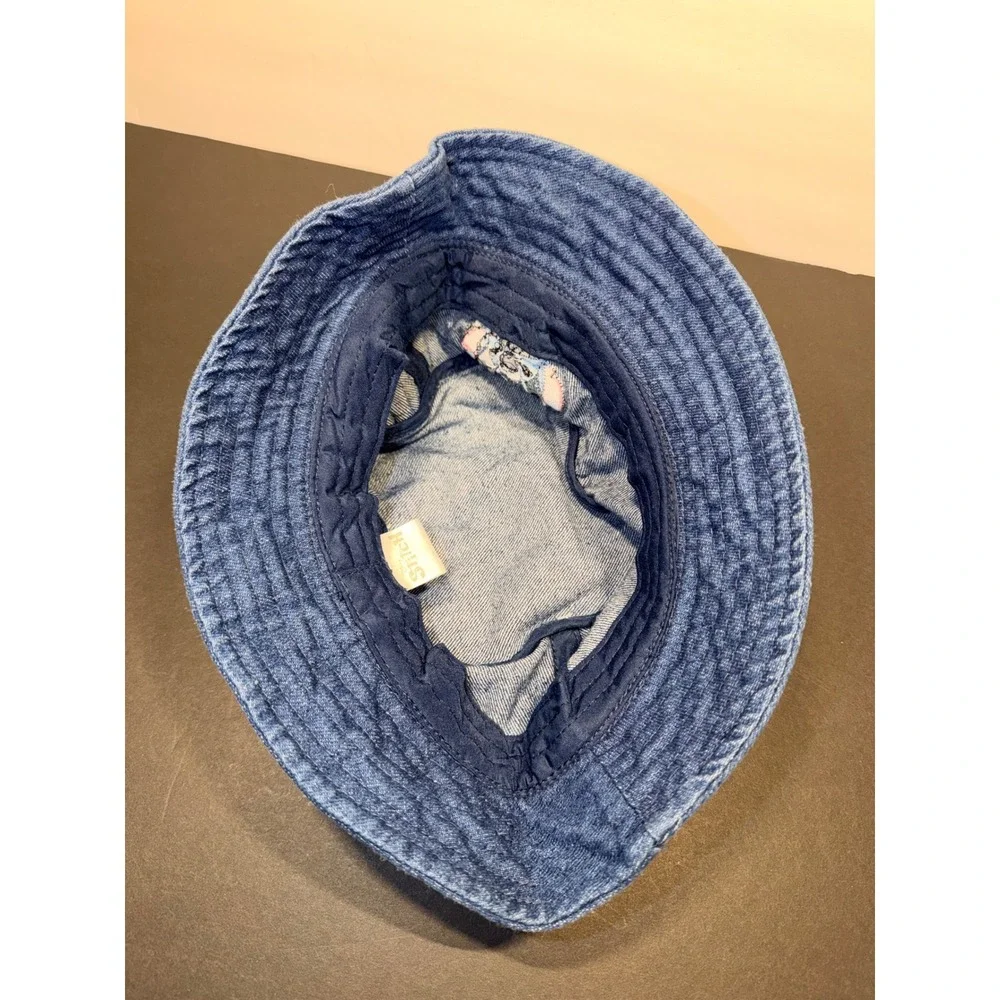 Disney Stitch Kids Blue Denim Bucket Hat Embroidered Lilo & Stitch S/M